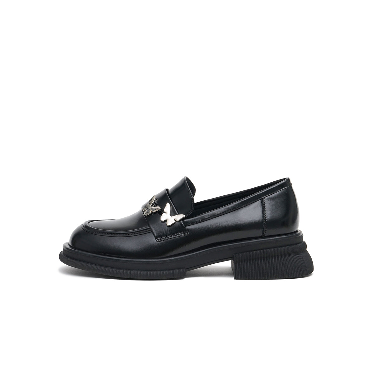 butterfly flat british style loafers all black 1