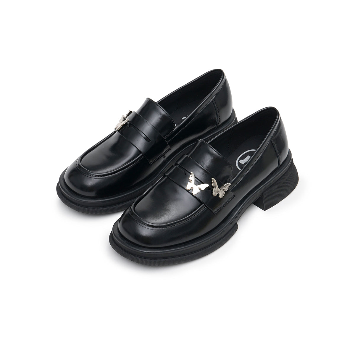 butterfly flat british style loafers all black 2