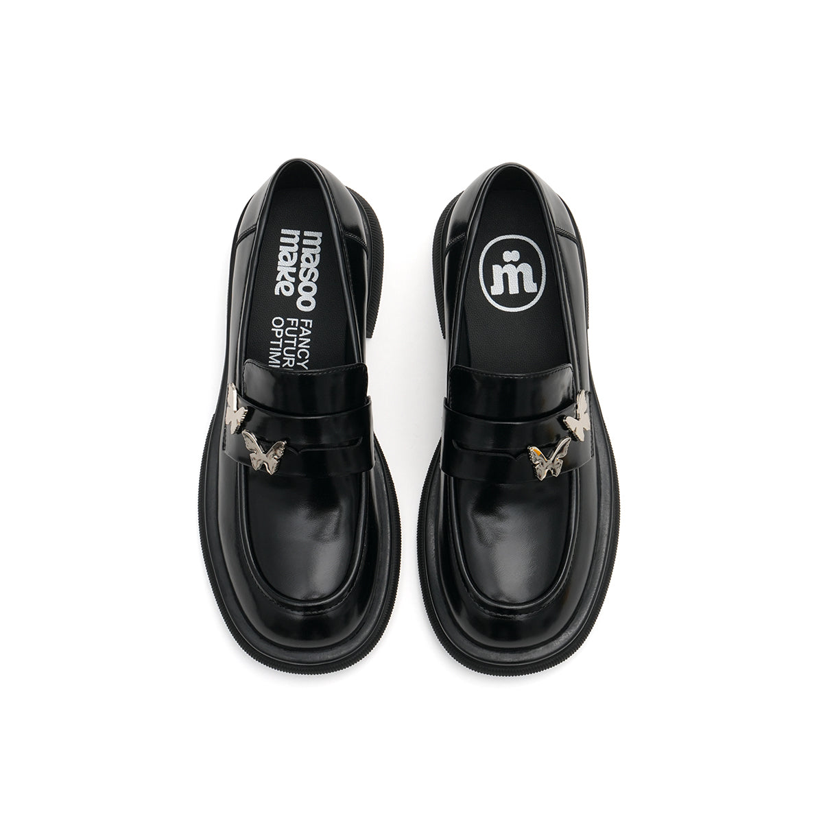butterfly flat british style loafers all black 5