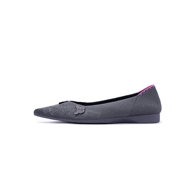 Butterfly Floral Knit Pointed Toe Ballet Flats – Eco Slip-On Dress Shoes