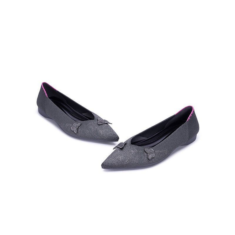 Butterfly Floral Knit Pointed Toe Ballet Flats – Eco Slip-On Dress Shoes