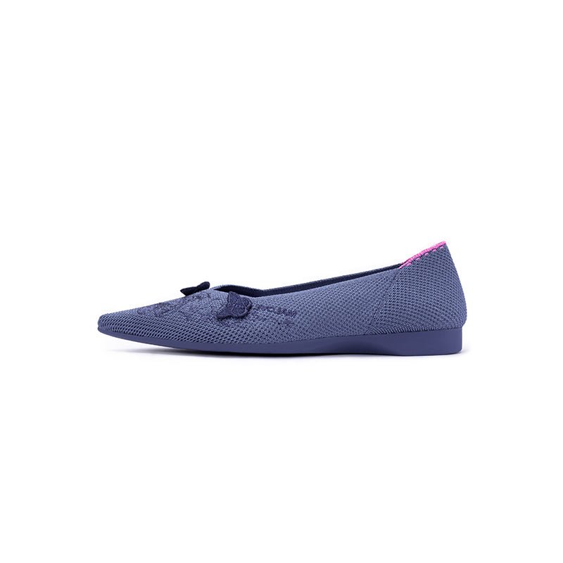 Butterfly Floral Knit Pointed Toe Ballet Flats – Eco Slip-On Dress Shoes