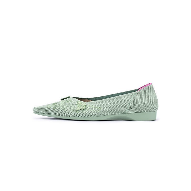 Butterfly Floral Knit Pointed Toe Ballet Flats – Eco Slip-On Dress Shoes