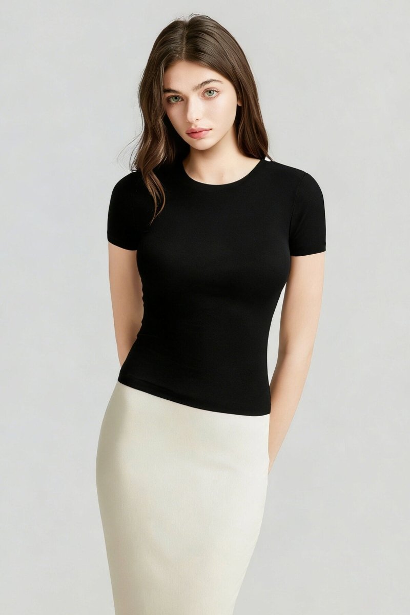 Buttery Soft Built - In Padded Bra Short Sleeve T-Shirt