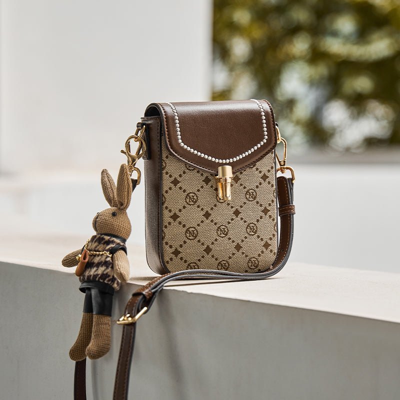 Caffrey Vintage Monogram Phone Crossbody Bag