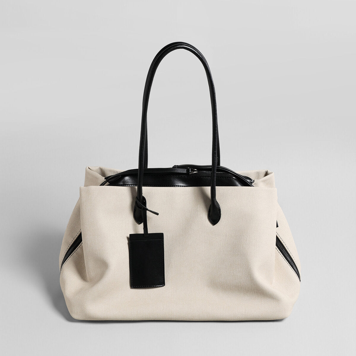 Canvas & Leather Large Capacity Commuter Tote – Triple-Compartment Work & Travel Shoulder Bag