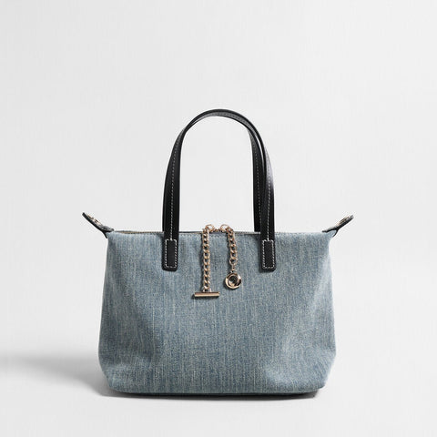 Canvas Leather Trim Mini Tote – Convertible Crossbody Bag