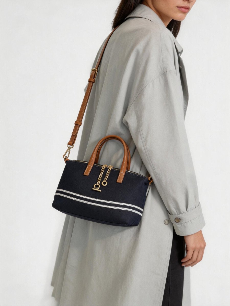 Mini Totes Women's Canvas Leather Mini Tote Bag | Convertible Crossbody at 0cm