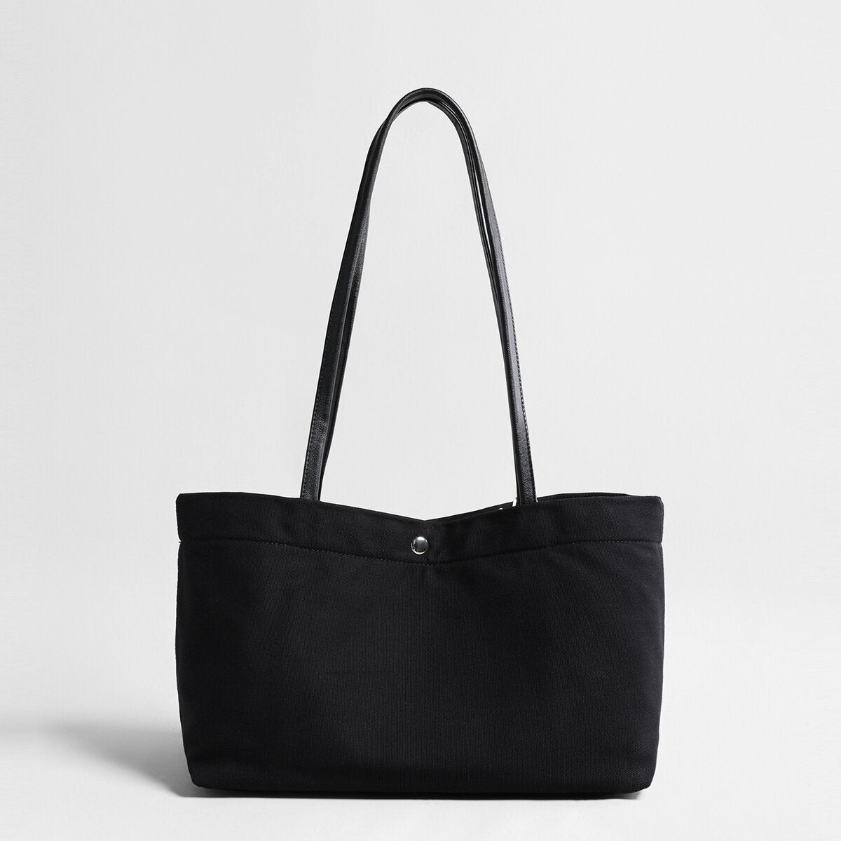 Canvas Tote Bag – Structured Cotton-Linen with Top-Grain Leather Straps