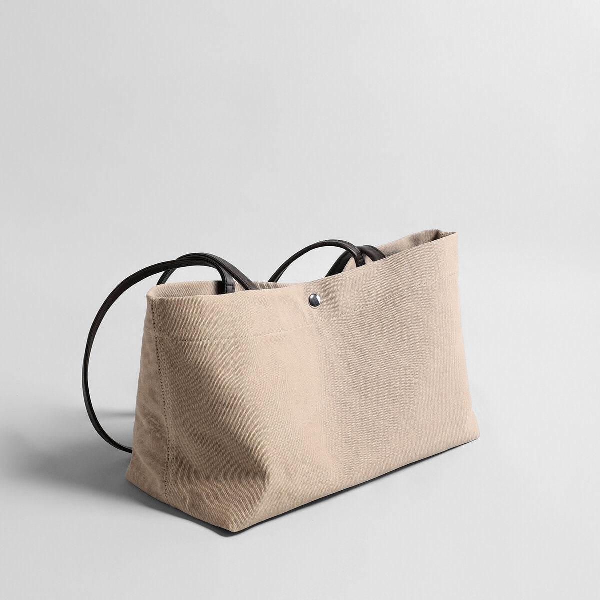 Canvas Tote Bag – Structured Cotton-Linen with Top-Grain Leather Straps