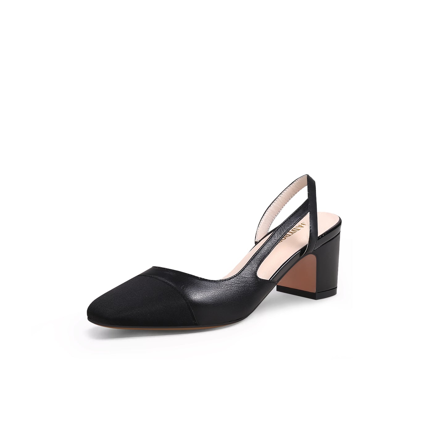 cap toe block heel slingback sandals all black 2