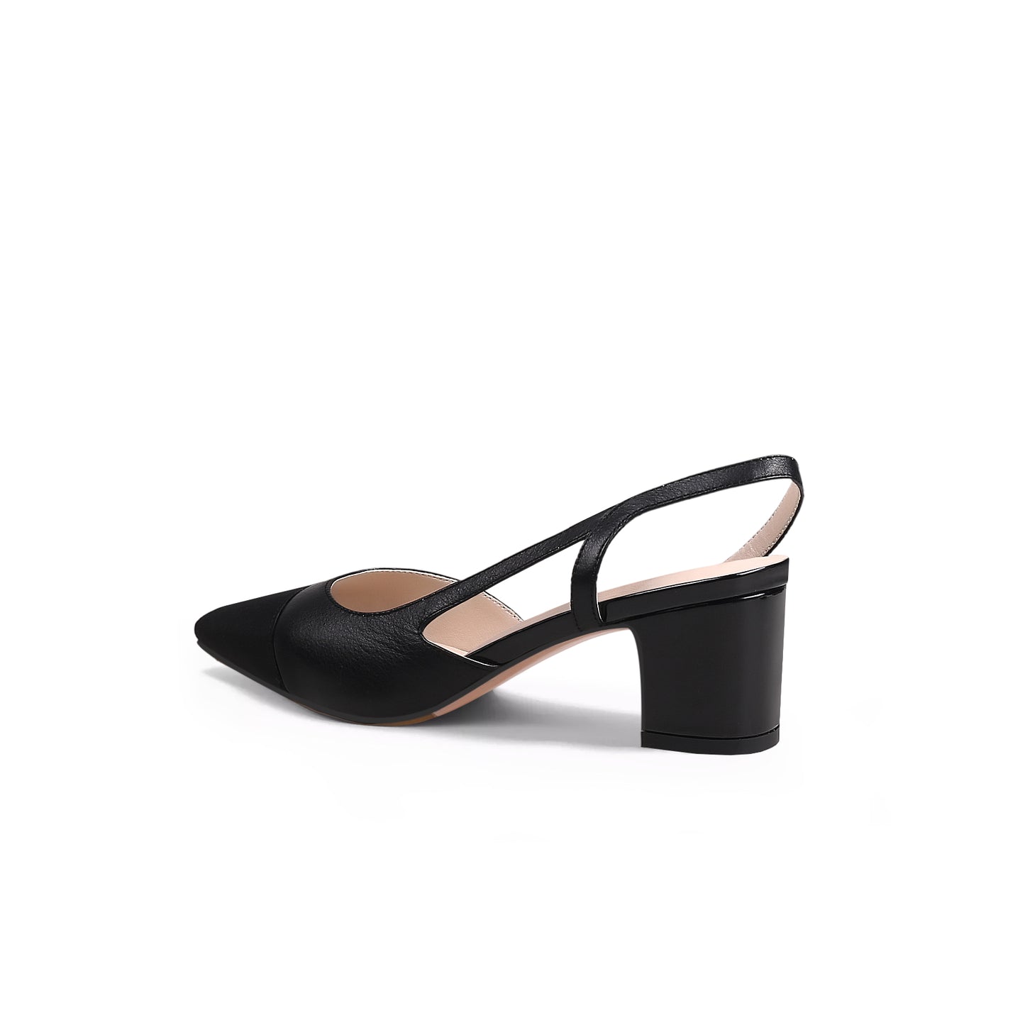 cap toe block heel slingback sandals all black 4