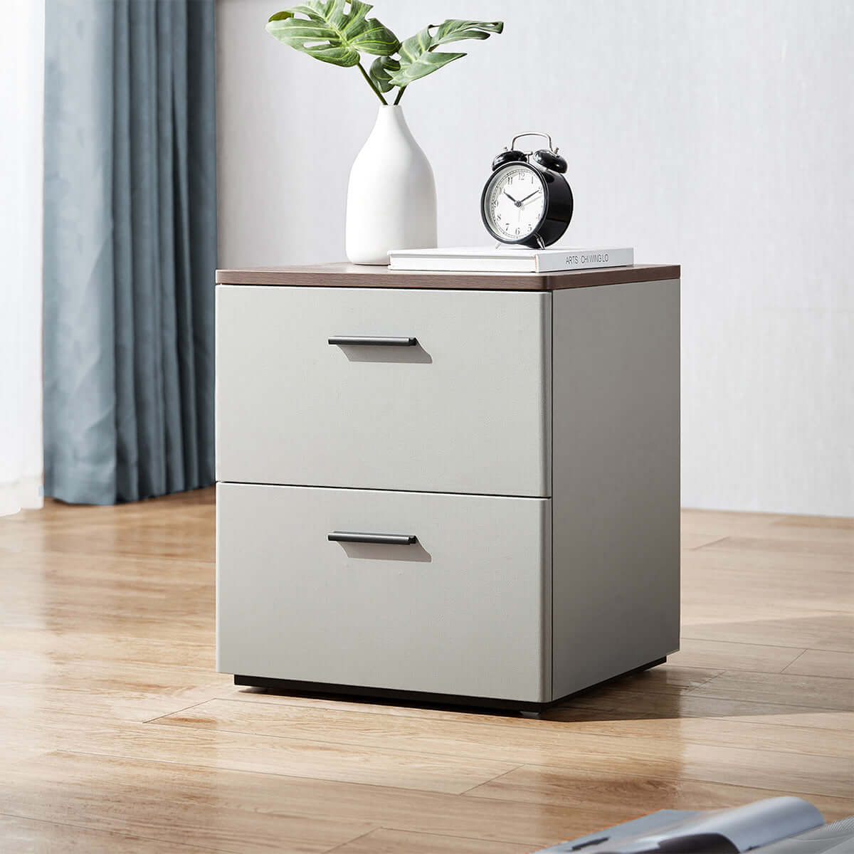 cappuccino 2 drawer taupe bedside table all 2