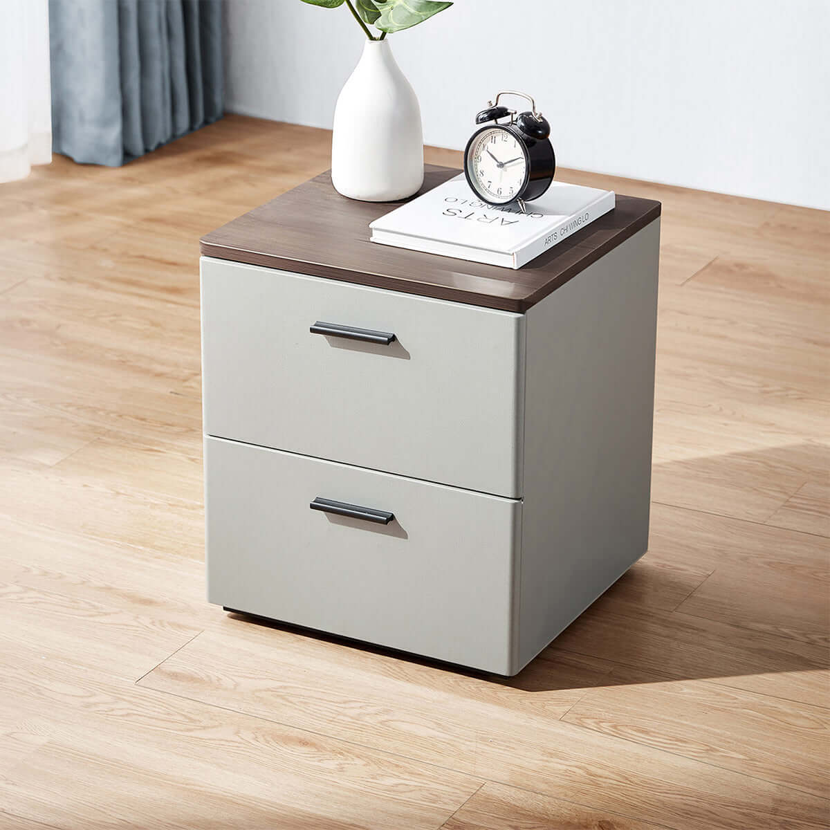 cappuccino 2 drawer taupe bedside table all 3