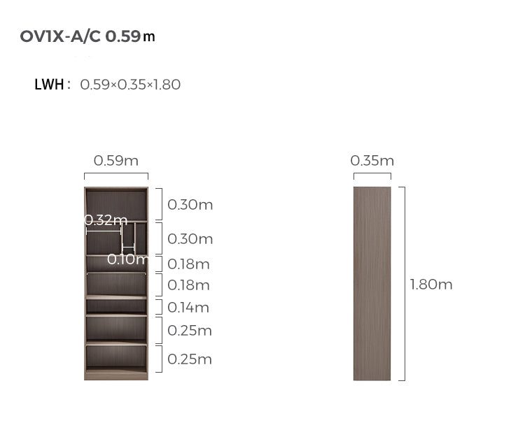 cappuccino taupe cabinet bookshelf 0.6m taupe 8
