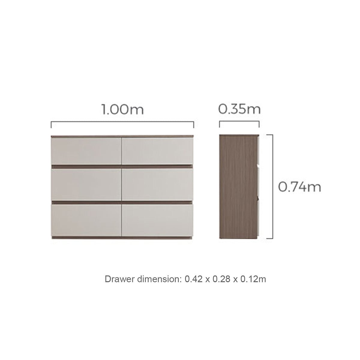 Cappuccino Taupe Chest Drawers - 0cm