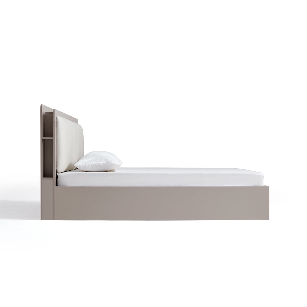cappuccino taupe platform bed with bedside table mattress set all taupe 11