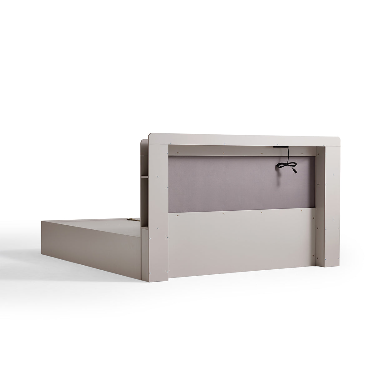 cappuccino taupe platform bed with bedside table mattress set all taupe 12