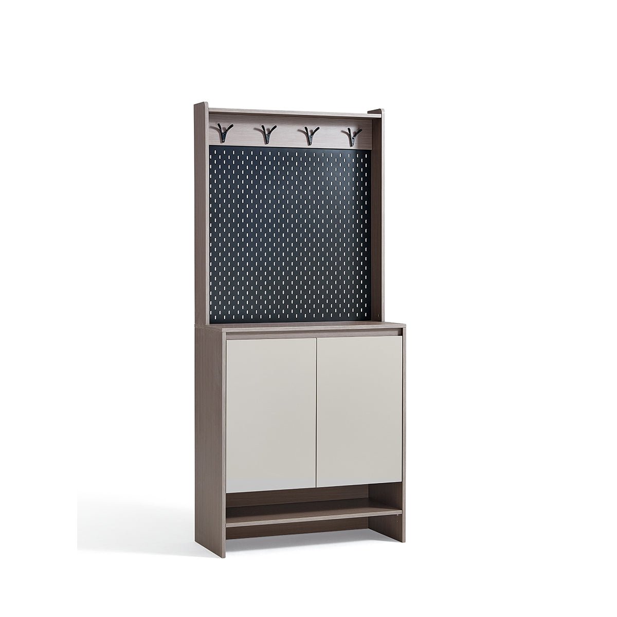 Cappuccino Taupe Shoe Cabinet with Coat Rack - 0cm