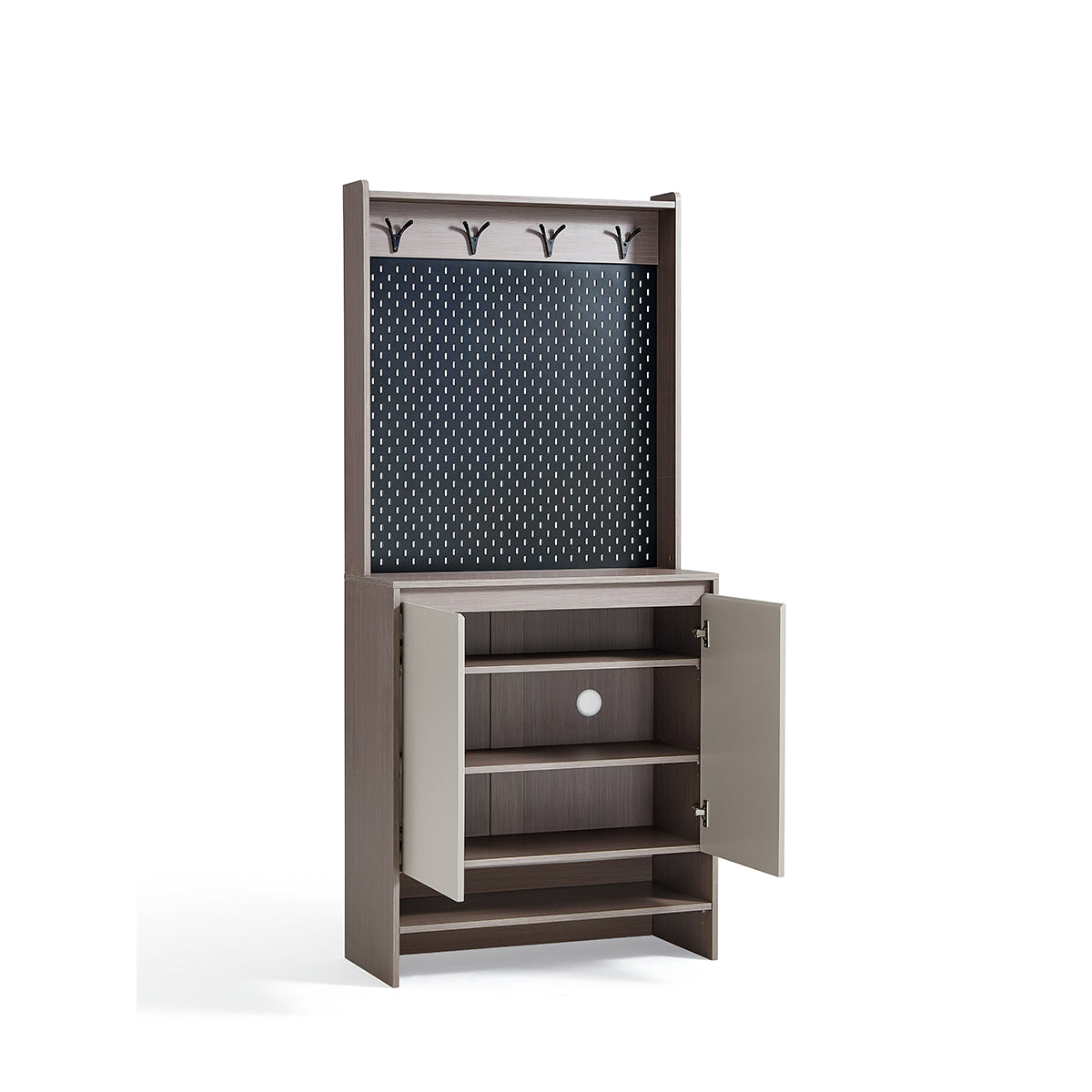 cappuccino taupe shoe cabinet with coat rack all 10