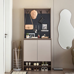 Cappuccino Taupe Shoe Cabinet with Coat Rack