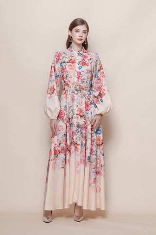 Cascading Rose & Wildflower Maxi Dress