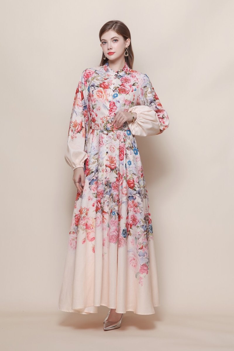 Cascading Rose & Wildflower Maxi Dress