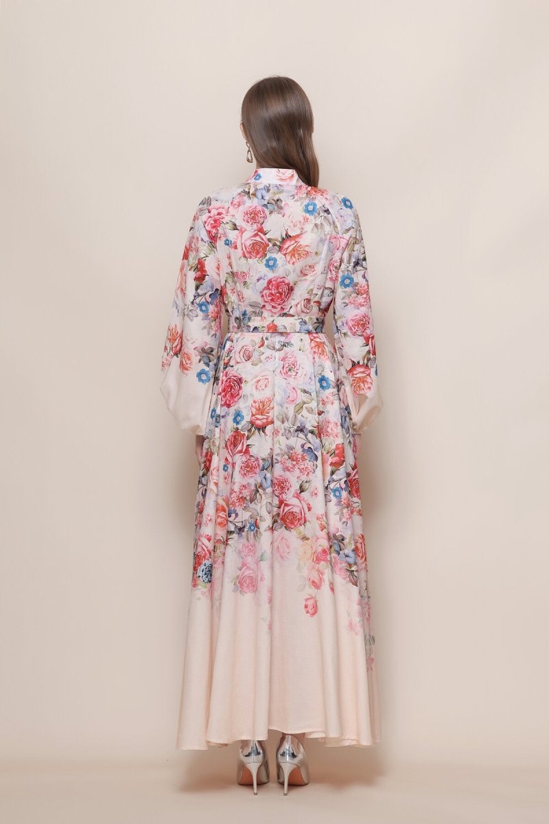 Cascading Rose & Wildflower Maxi Dress