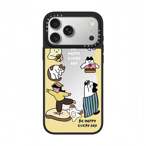 CASETiFY Be Happy Everyday Cat Illustration Phone Case