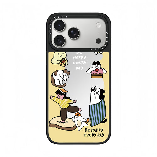 CASETiFY Be Happy Everyday Cat Illustration Phone Case