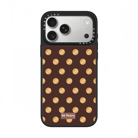 CASETiFY Be Happy Gold Polka Dot Phone Case