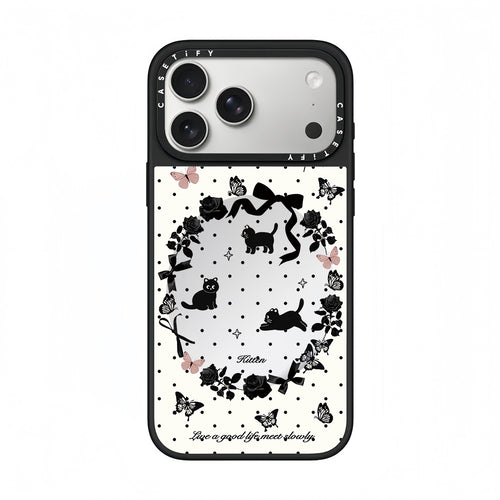 CASETiFY Black Kitten Ribbon Floral Phone Case