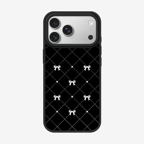Casey Gilded Pearl Bow Black Magnetic Matte Phone Case – Anti-Fingerprint Protective Cover