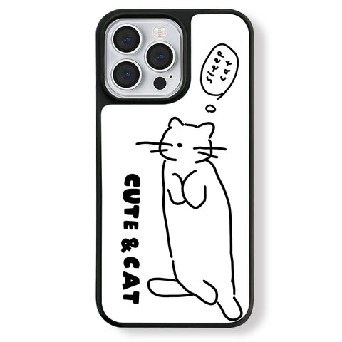 Casey Sleepy Cat Minimalist Line Art AG Matte Phone Case – Slim MagSafe Anti-Fingerprint TPU Protective Cover