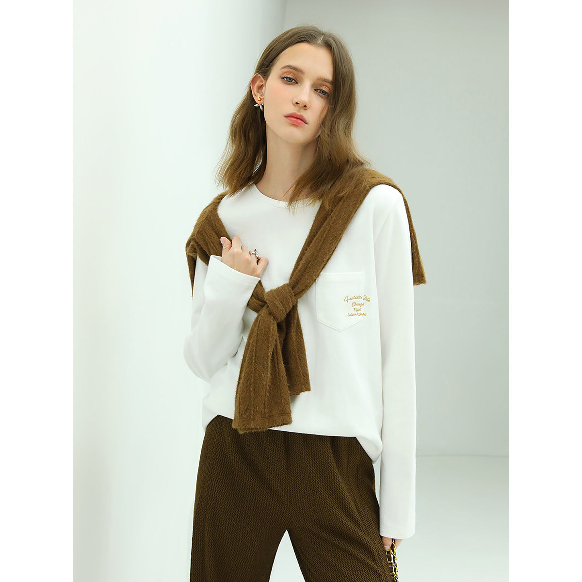 casual days long sleeve tee all white 1