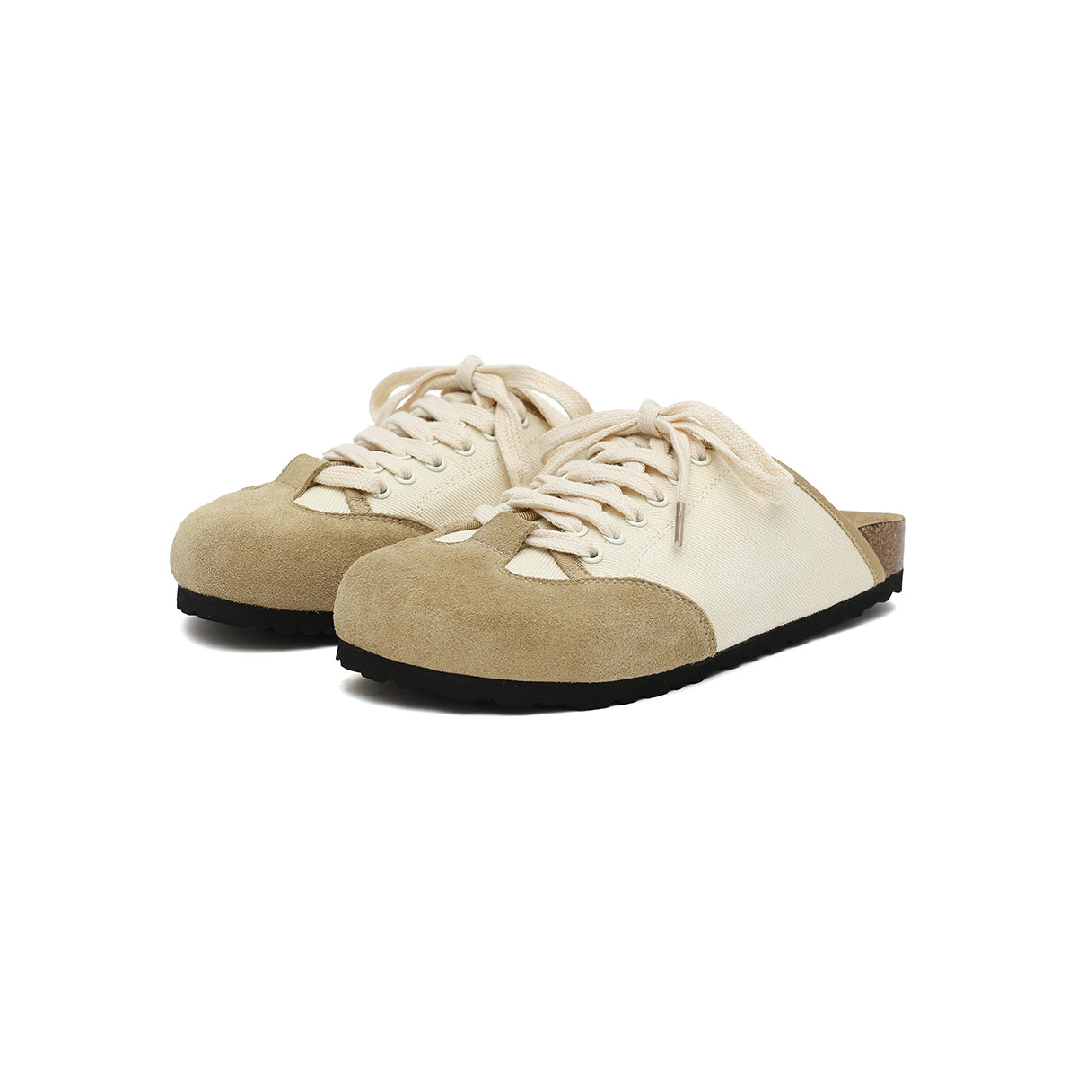 casual flat slip on mules all beige 2