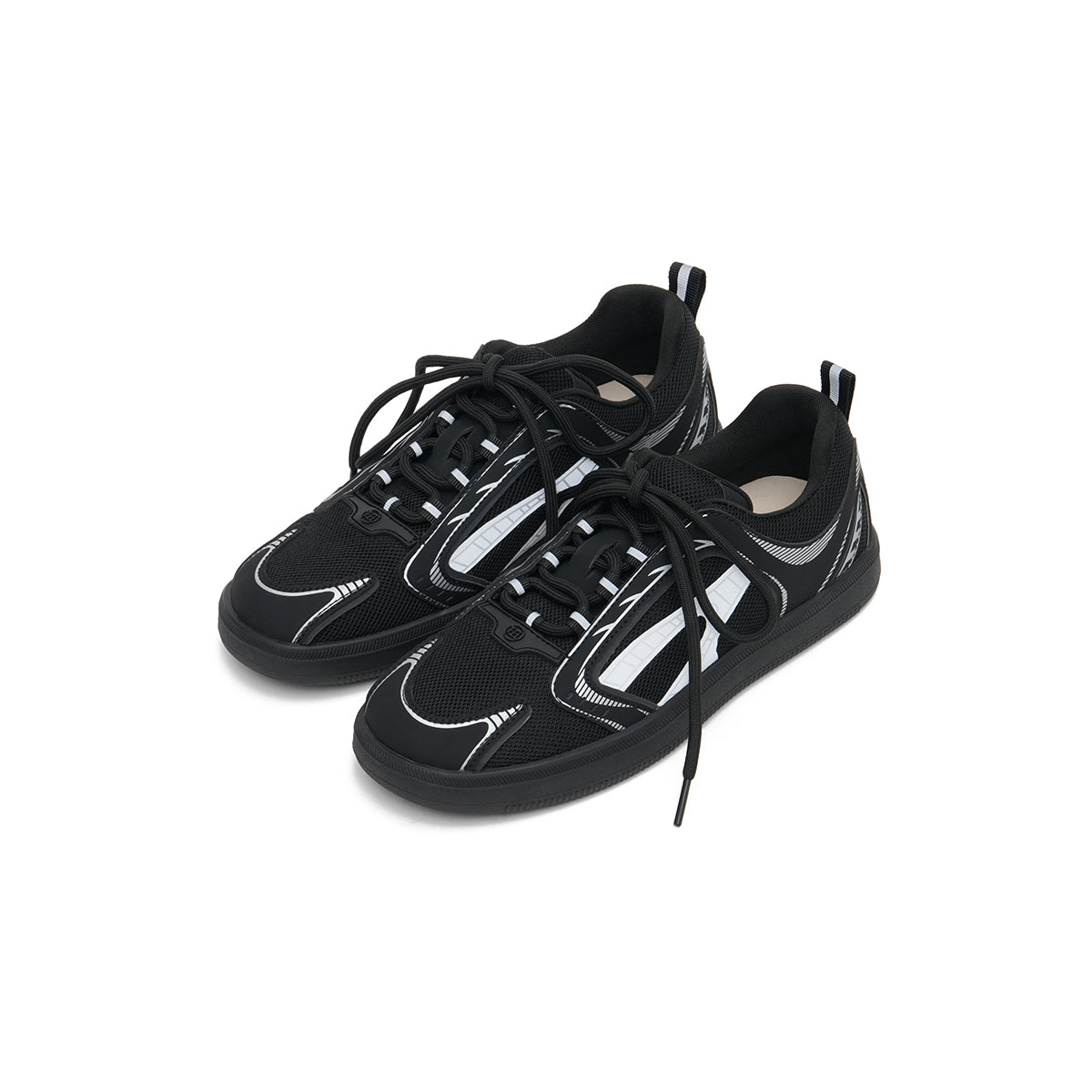 casual flat sneakers all black 2