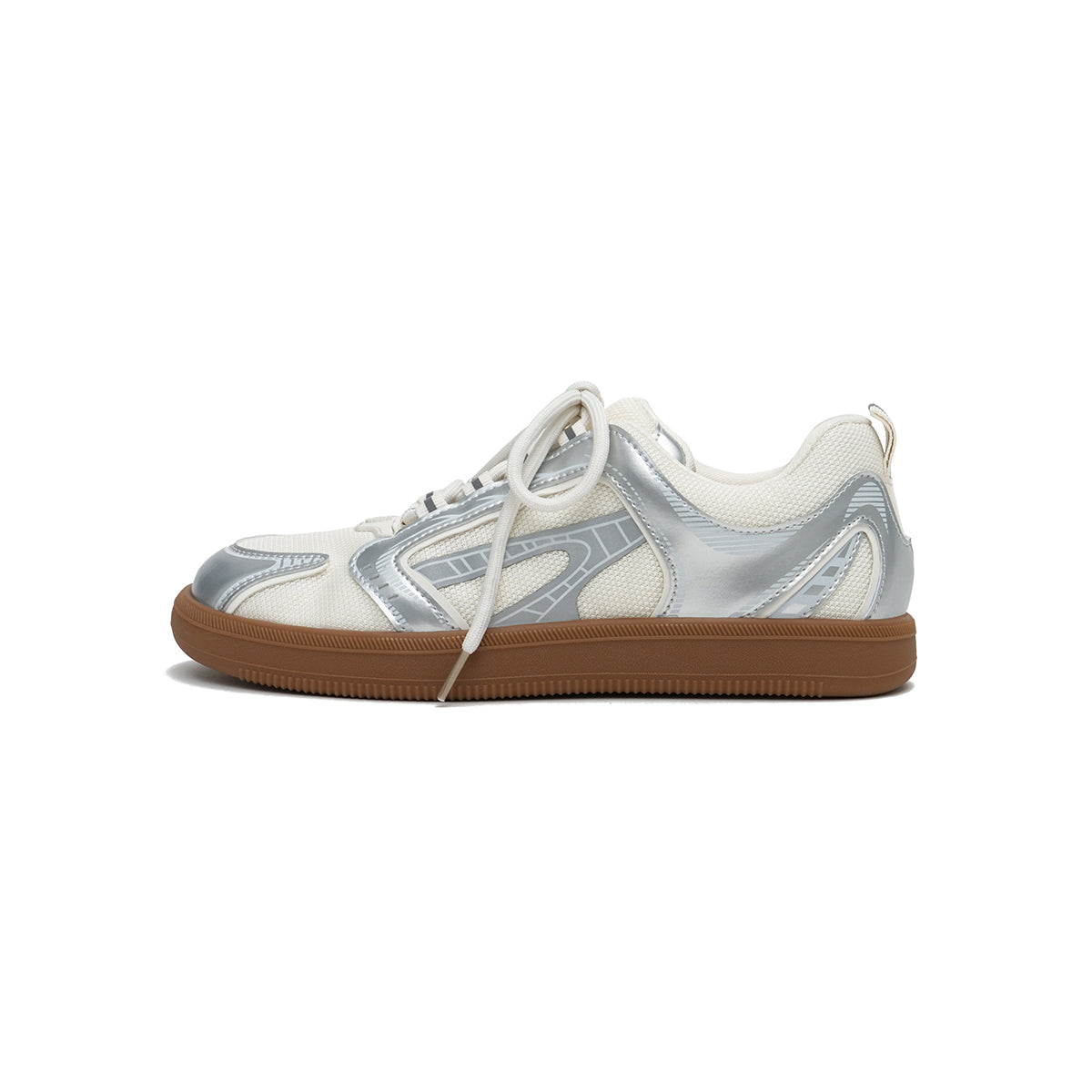 casual flat sneakers all silver 1