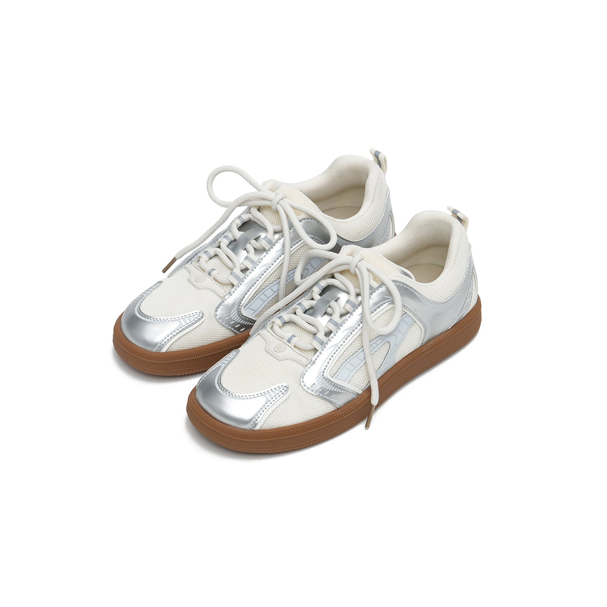 casual flat sneakers all silver 2