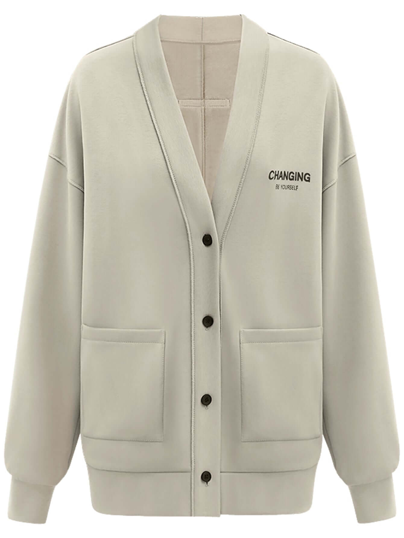 casual oversized khaki cardigan with pockets all khaki 4