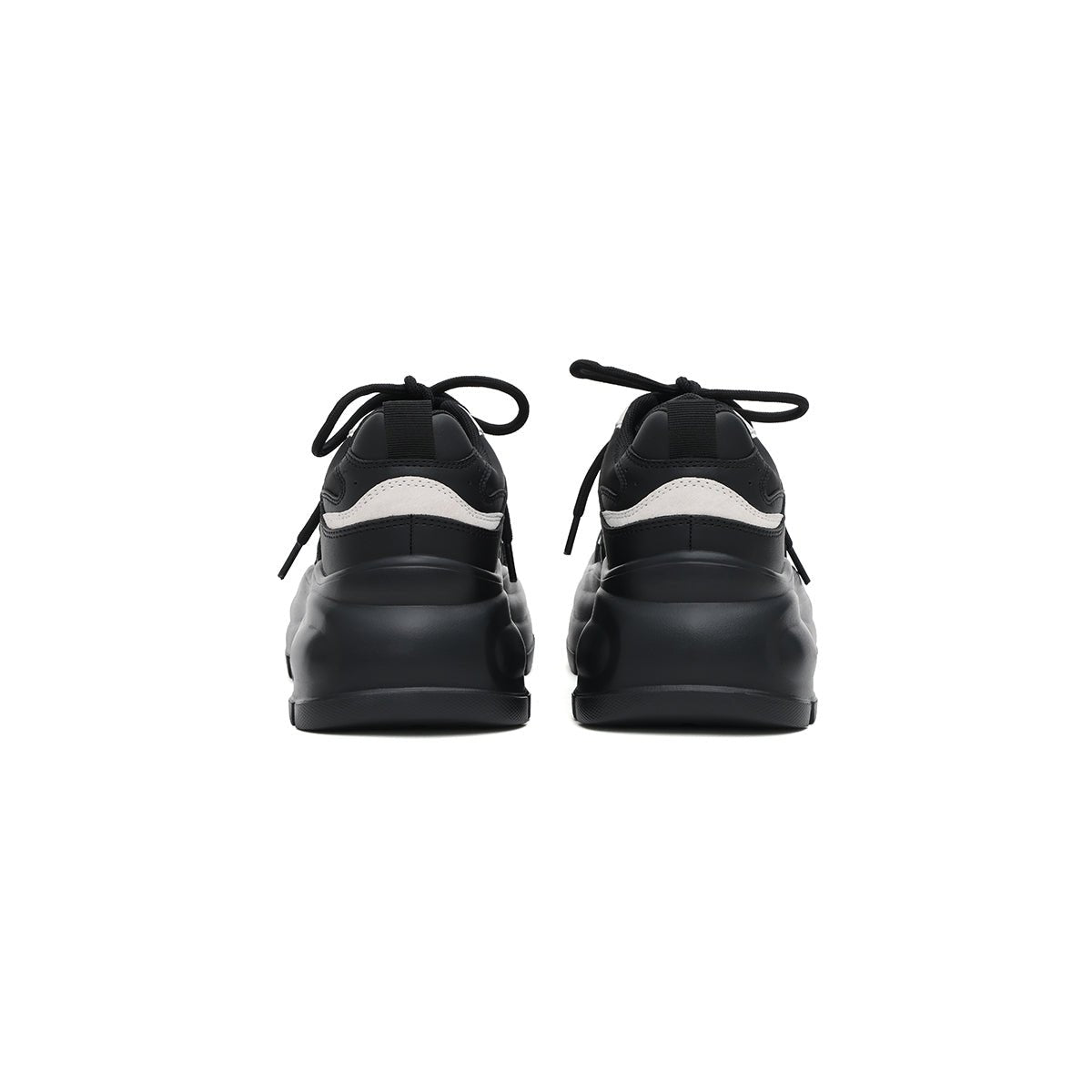 casual round toe platform sneakers all black 3