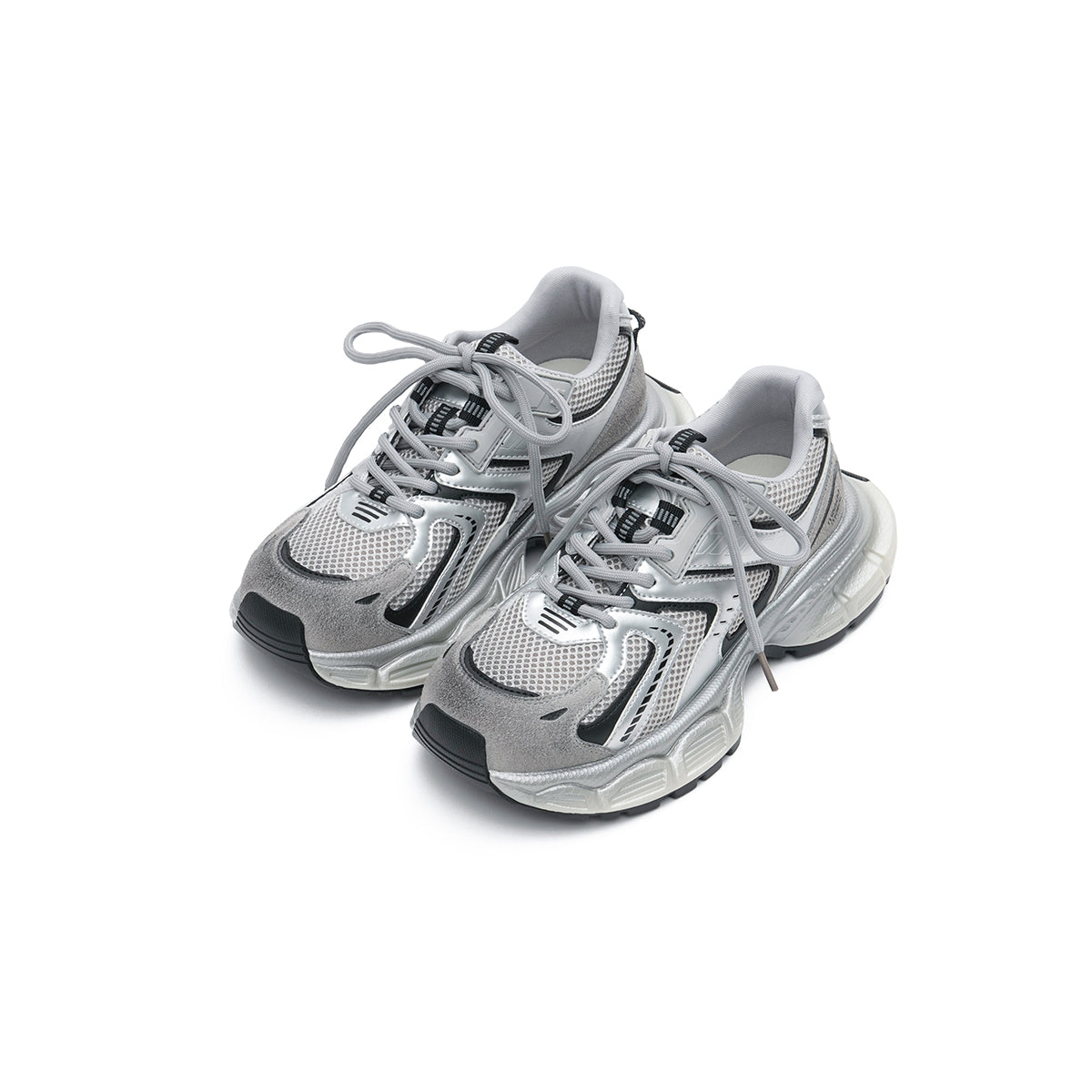 casually comfortable running shoes all silver 2