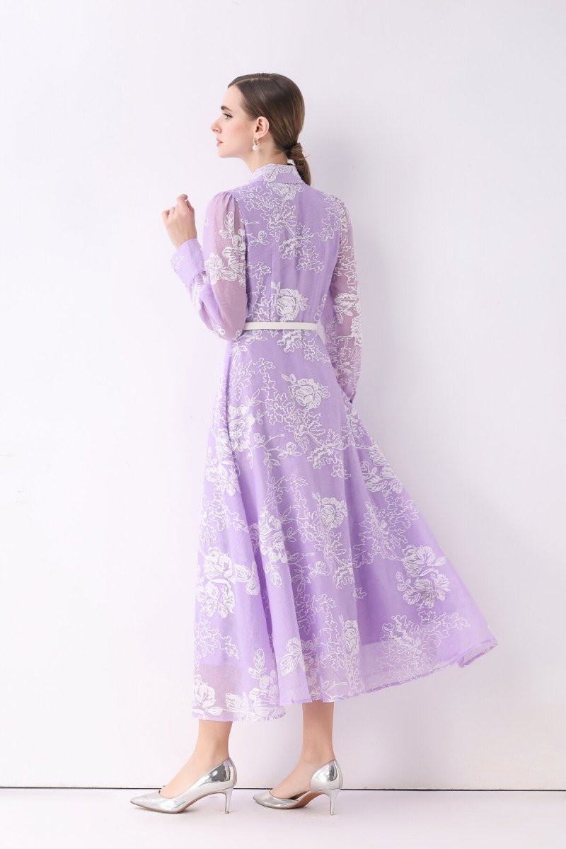 Celestial Embroidered Organza Shirt Maxi Dress