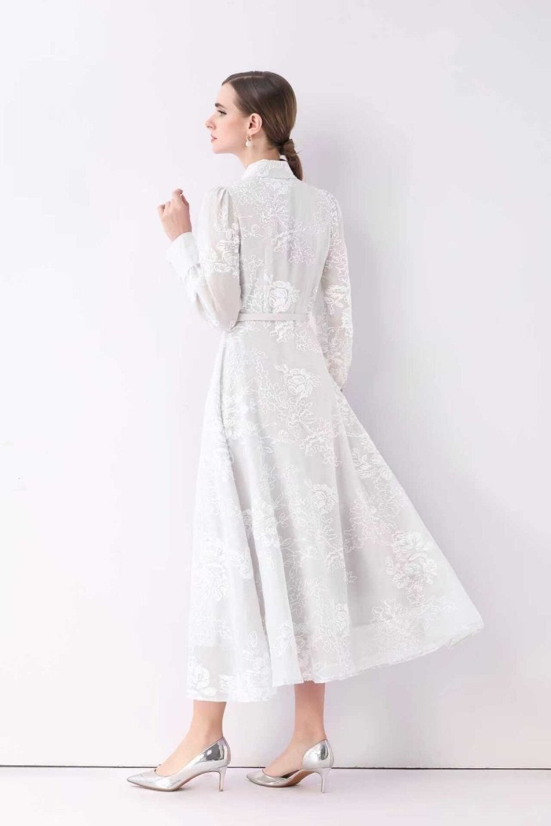 Celestial Embroidered Organza Shirt Maxi Dress