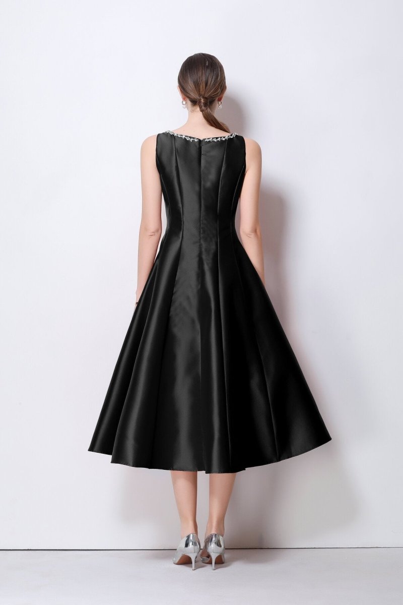Celestine Crystal Trim Satin Midi Dress