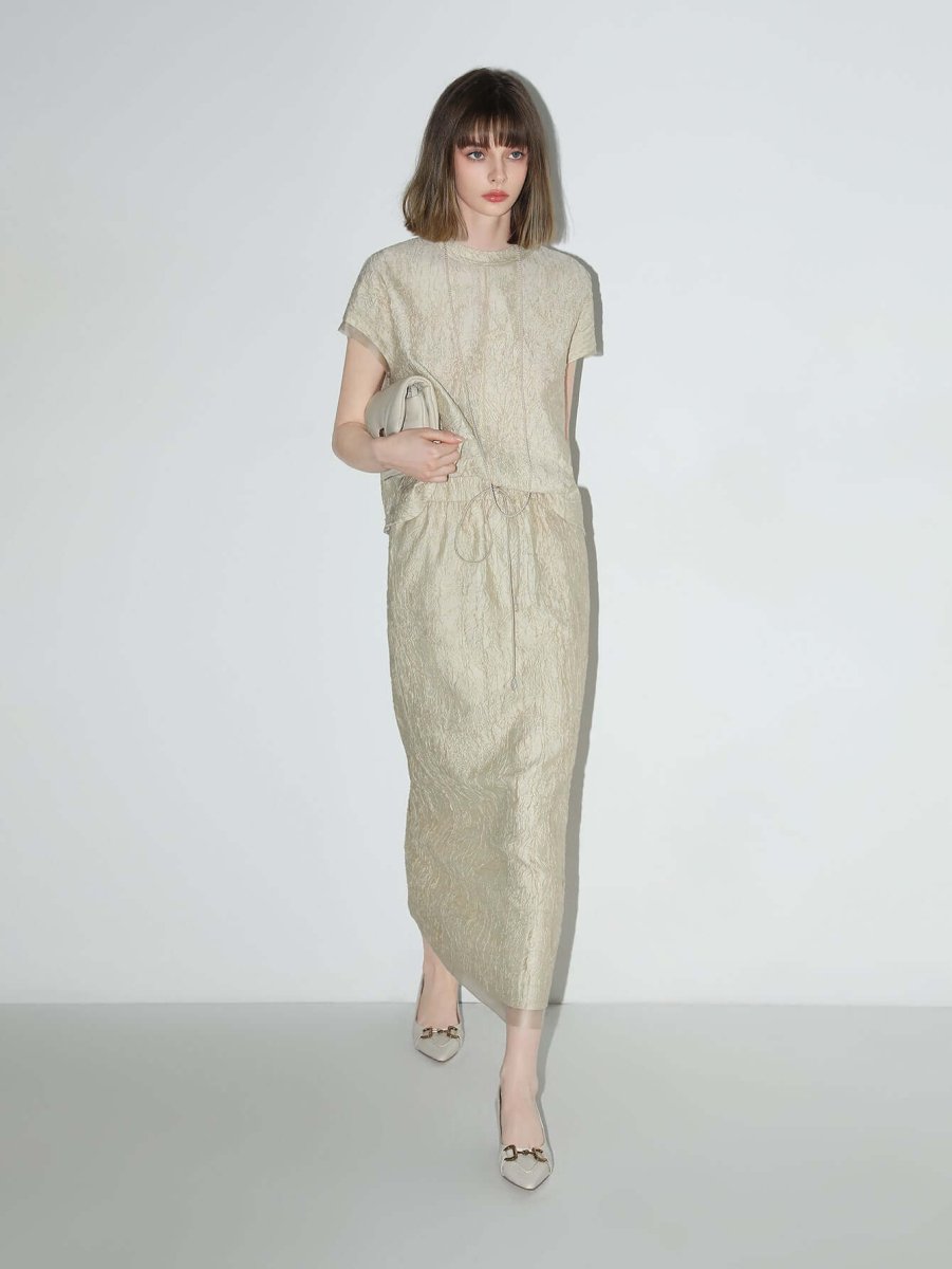 champagne satin tee with crumpled texture all champagne 2