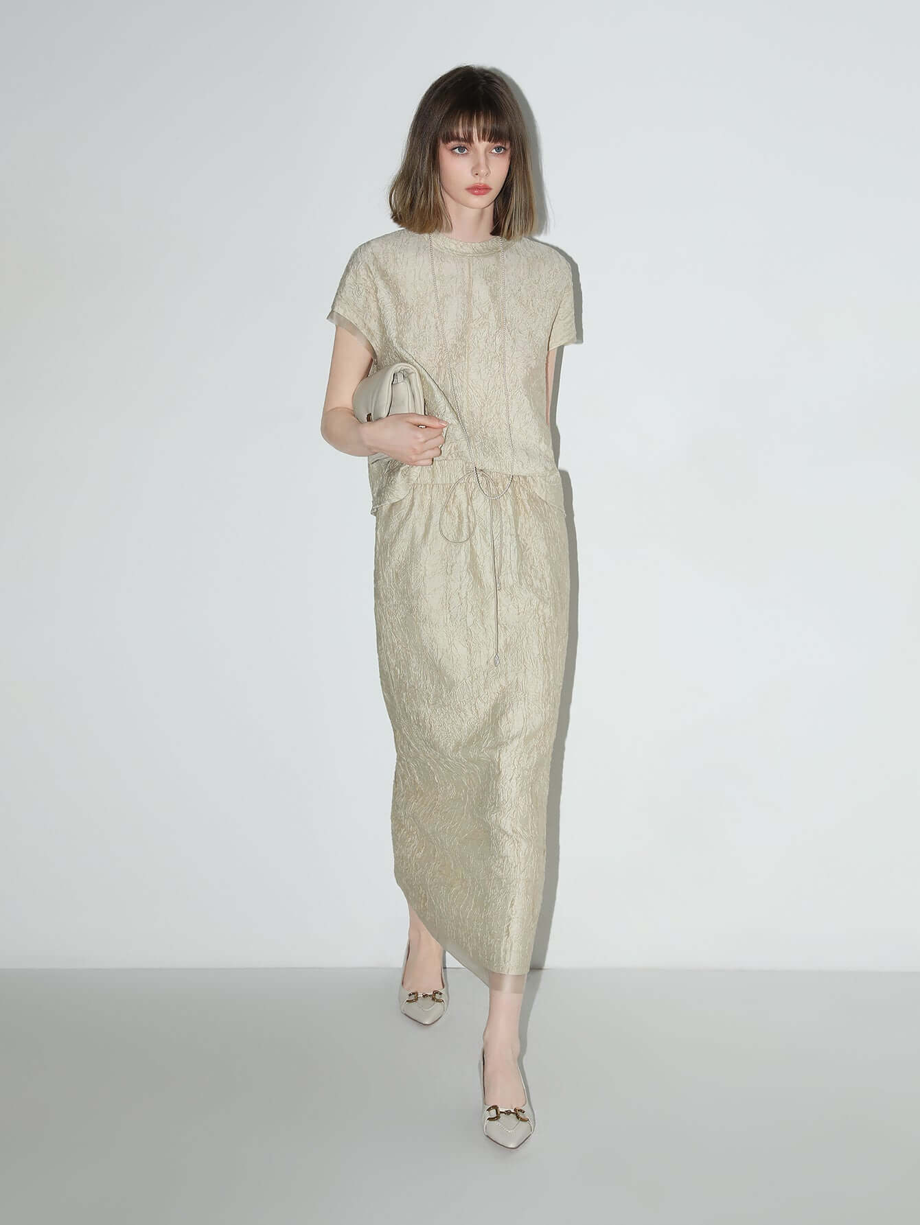 champagne satin tee with crumpled texture all champagne 2