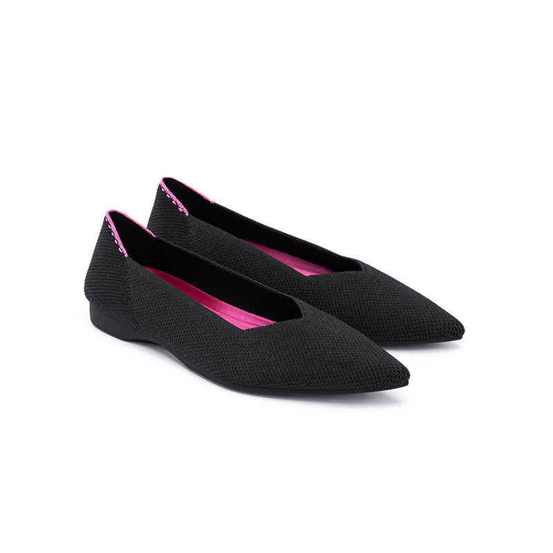 charlotte casual pointed toe commuter flats all black 2