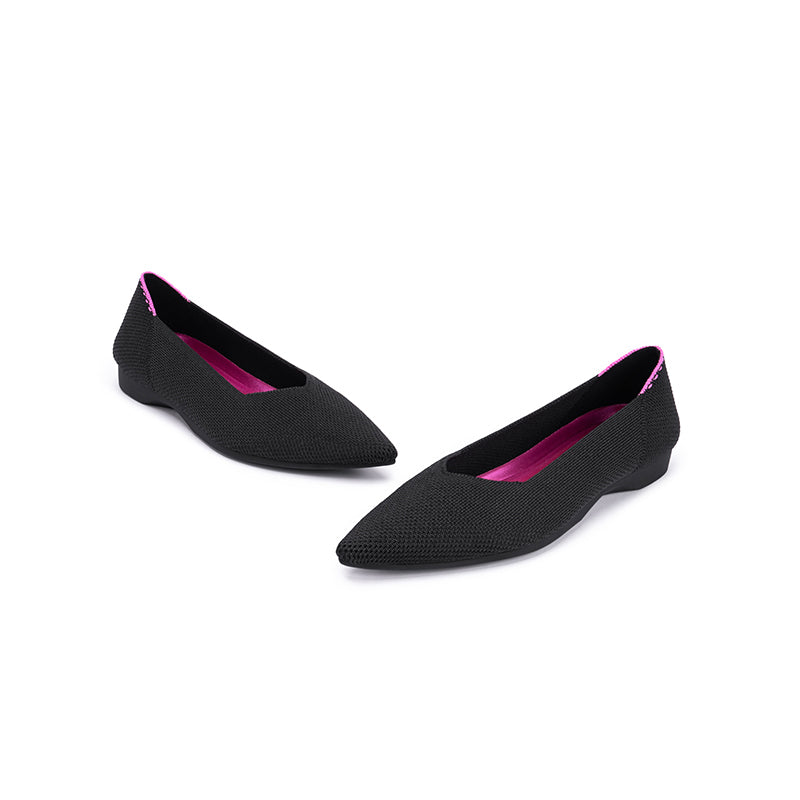charlotte casual pointed toe commuter flats all black 3