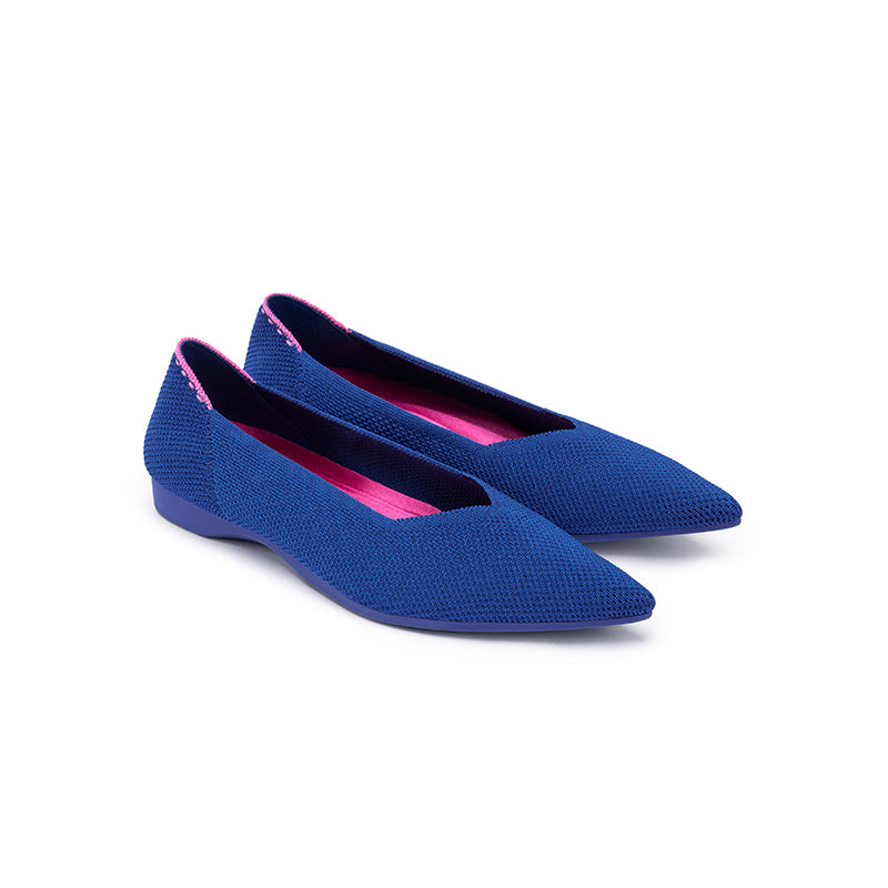 charlotte casual pointed toe commuter flats all blue 2